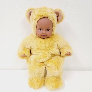 Anne Geddes 1991 Yellow Teddy Bear Outfit Baby Plush Soft Stuffed Toy Doll 16"